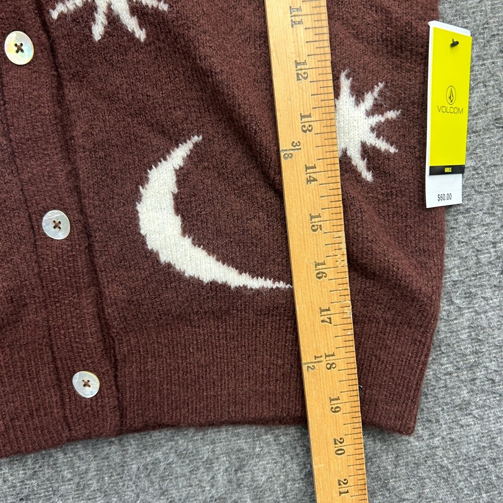 Volcom Girls Sweater Medium 8/10 Celestial Moon Stars Cardigan Whimsigoth Fairy - Picture 6 of 8